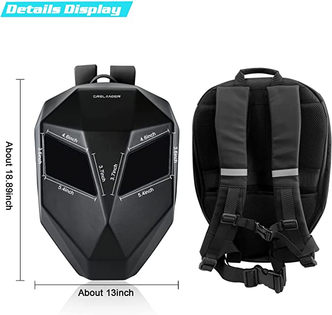 LED Knight Backpack, Laptop Bag Motorcycle Riding Backpack Hard Shell Travel Bag Crelander LED Motorbike Luggage Bags Waterproof Backpack DIY Daypack for Travelling Camping Cycling Storage Bag