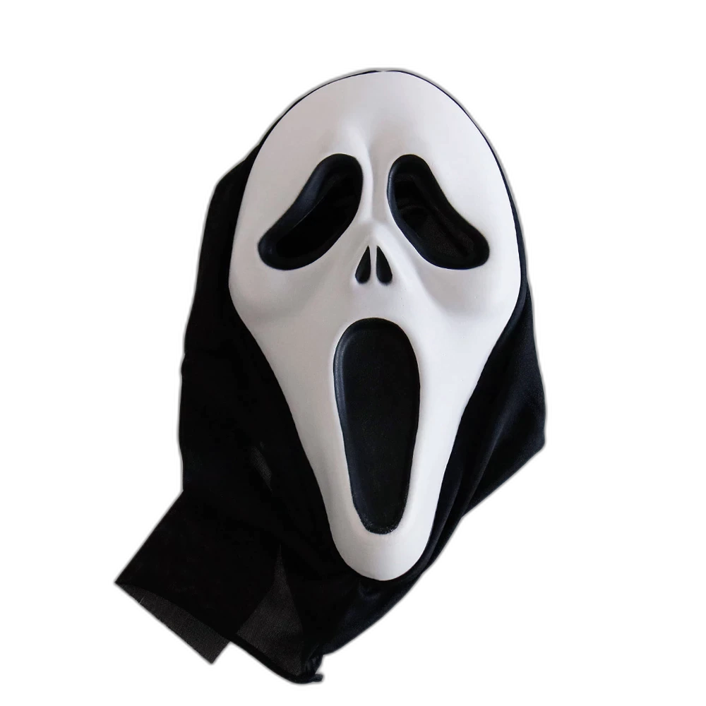 Scream Movie Mask Cosplay with Black Mesh Hood