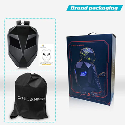 LED Knight Backpack, Laptop Bag Motorcycle Riding Backpack Hard Shell Travel Bag Crelander LED Motorbike Luggage Bags Waterproof Backpack DIY Daypack for Travelling Camping Cycling Storage Bag