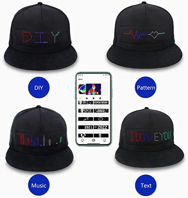 Glow LED App Mobile Control Cap - Baseball hat - PXL Stores