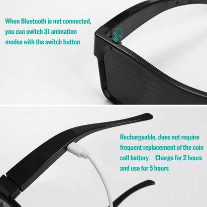 LED Text Glasses App-controlled Bluetooth - PXL Stores
